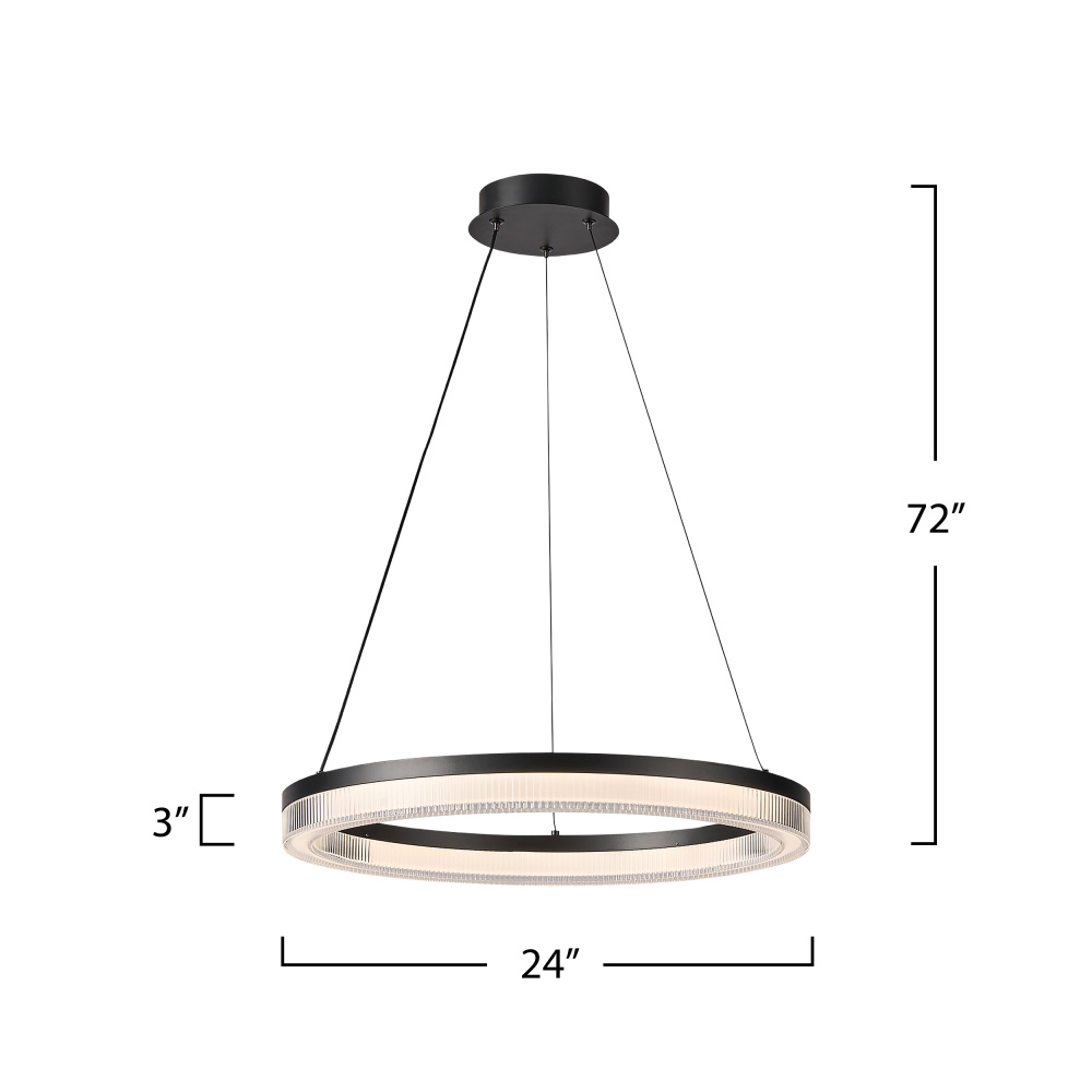 Ari Integrated LED Pendant 24", Black