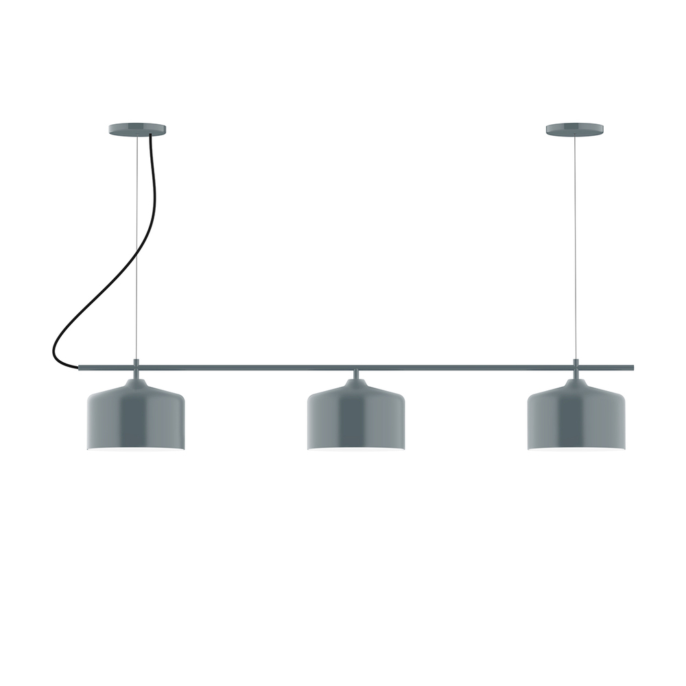 3-Light Linear Axis Chandelier, Slate Gray