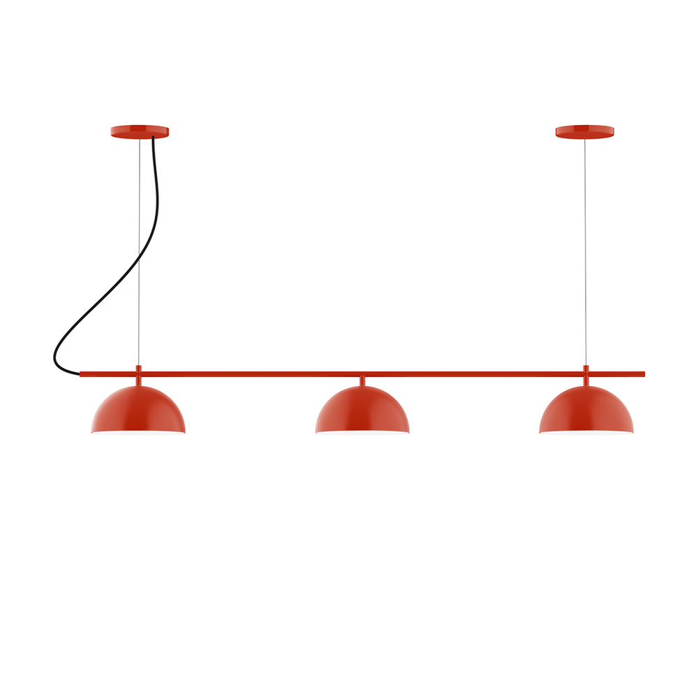 3-Light Linear Arcade LED Chandelier with White SJT Cord, Vermillion