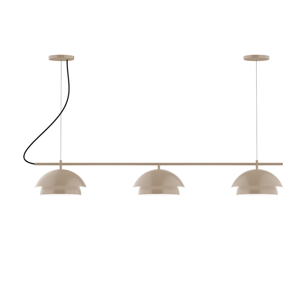3-Light Linear Nest LED Chandelier, Clay