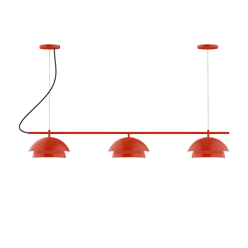 3-Light Linear Nest LED Chandelier, Vermillion