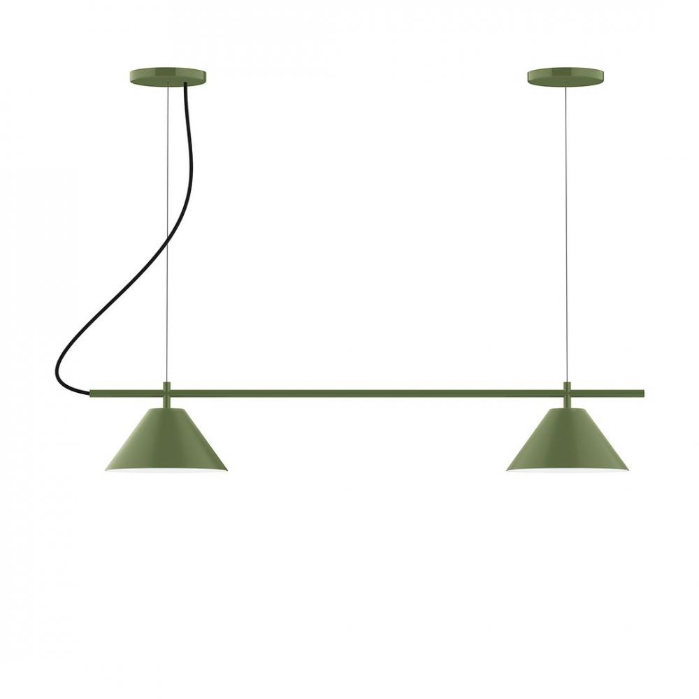 3-Light Linear Pinnacle LED Chandelier with White SJT Cord, Barn Red