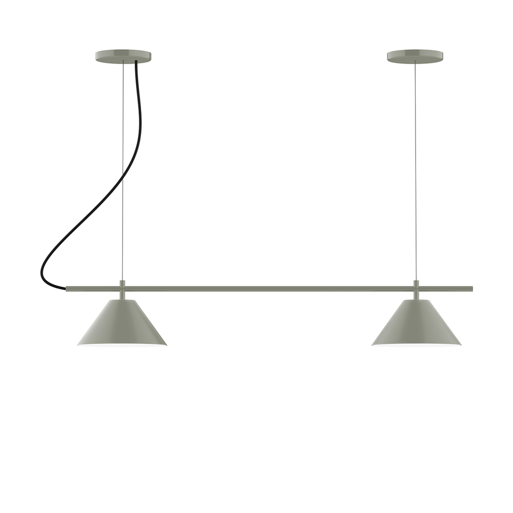 2-Light Linear Pinnacle LED Chandelier with White SJT Cord, Moss Green