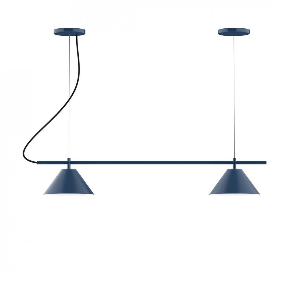 2-Light Linear Pinnacle LED Chandelier with White SJT Cord, Fern Green