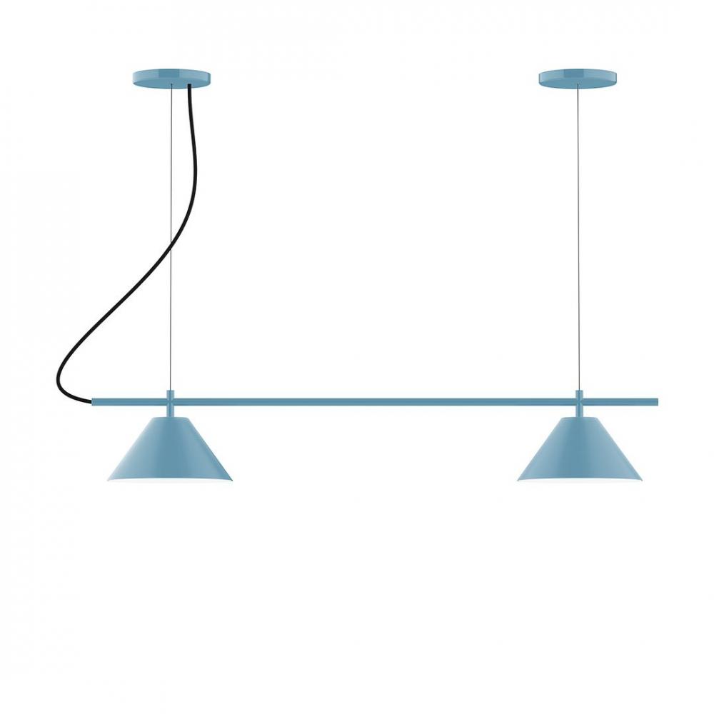 2-Light Linear Pinnacle LED Chandelier with White SJT Cord, Black