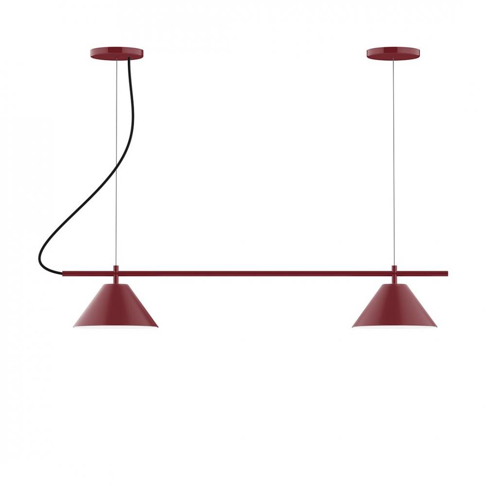 2-Light Linear Pinnacle LED Chandelier with White SJT Cord, Forest Green