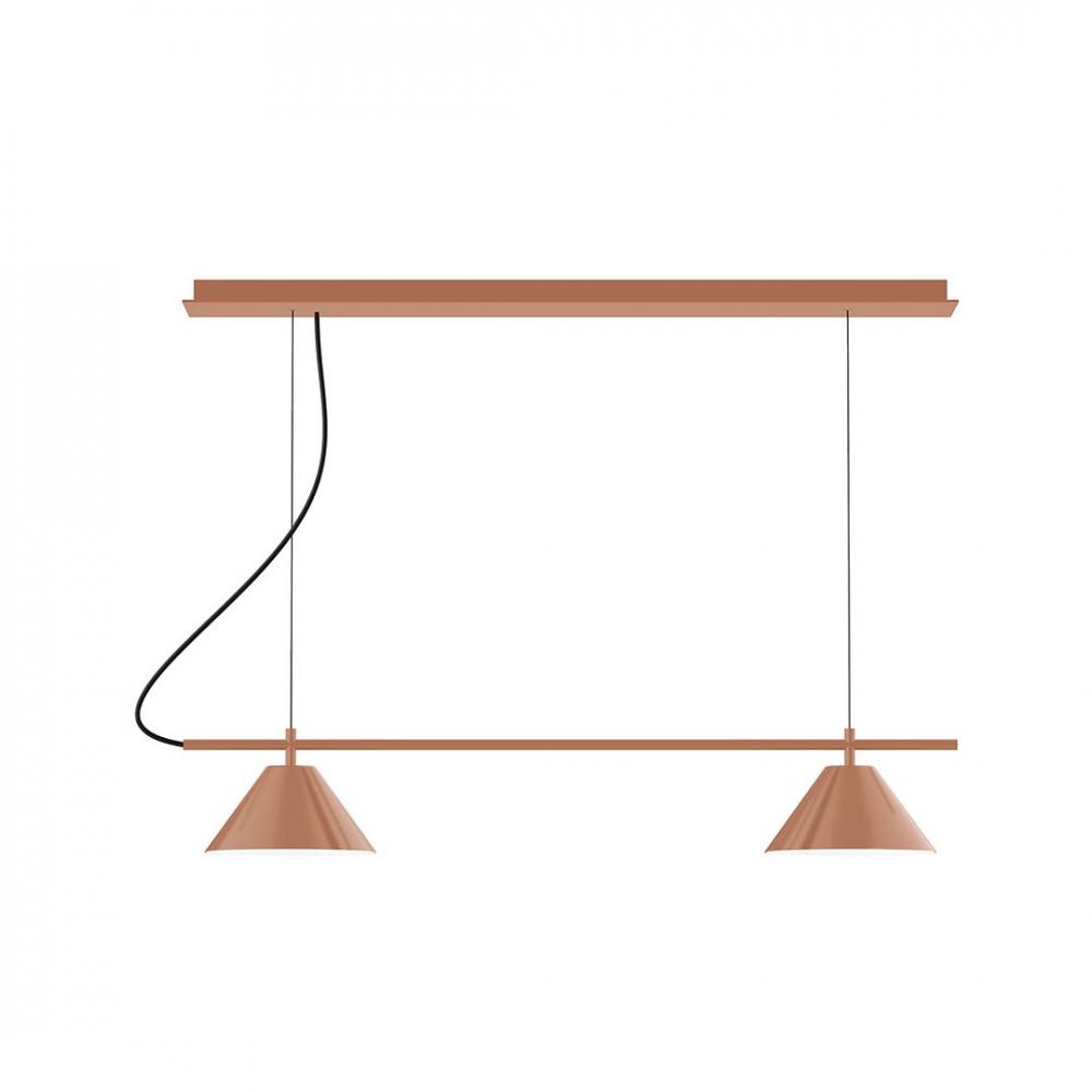 2-Light Linear Nest LED Chandelier with Black Fabric Cord, Terracotta