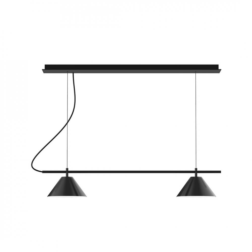 2-Light Linear Nest LED Chandelier, Black