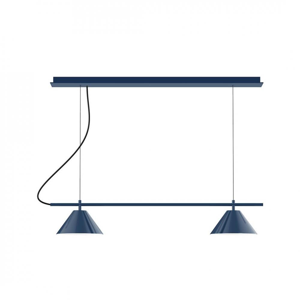 2-Light Linear Nest LED Chandelier with White SJT Cord, Navy
