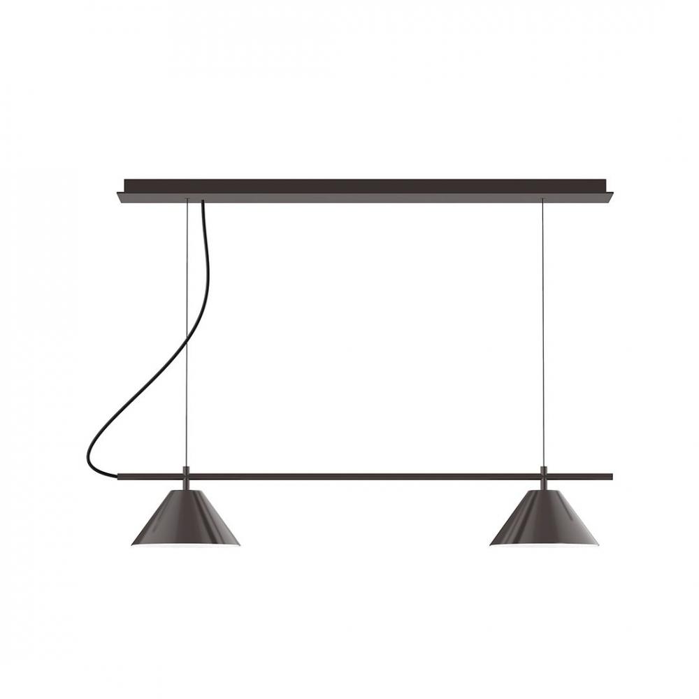 2-Light Linear Nest LED Chandelier with White SJT Cord, Architectural Bronze