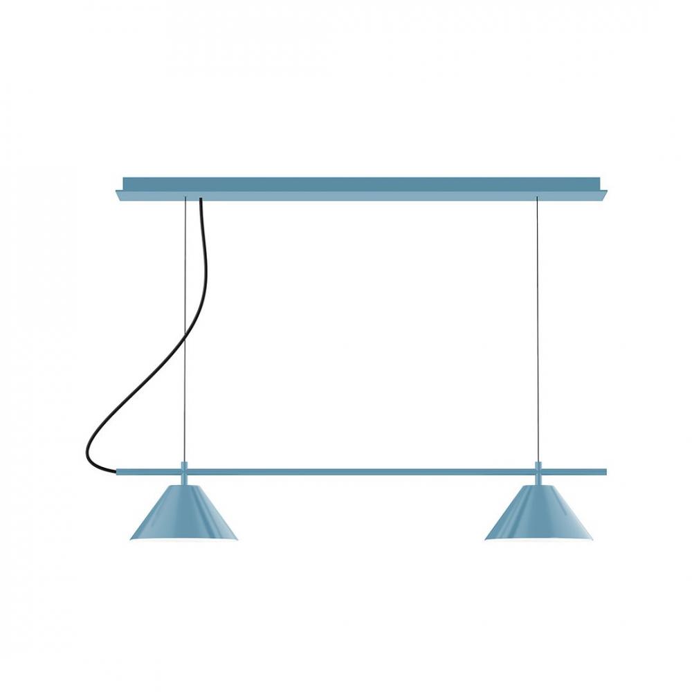 2-Light Linear Nest LED Chandelier, Light Blue
