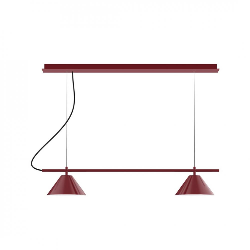 2-Light Linear Nest LED Chandelier with White SJT Cord, Barn Red