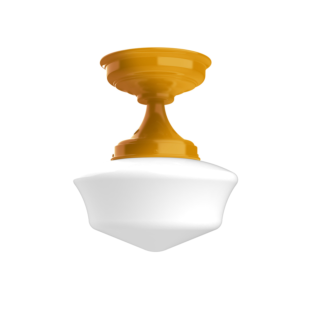 12" Schoolhouse glass, flush mount ceiling light, Bright Yellow