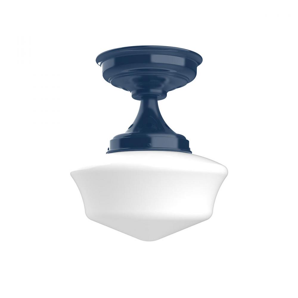 12" Schoolhouse glass, flush mount ceiling light, Navy
