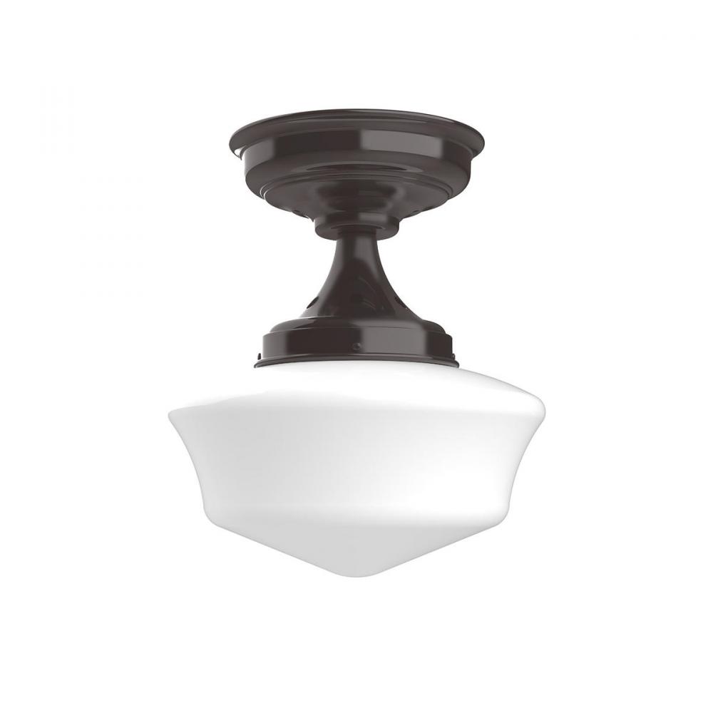 12" Schoolhouse glass, flush mount ceiling light, Architectural Bronze