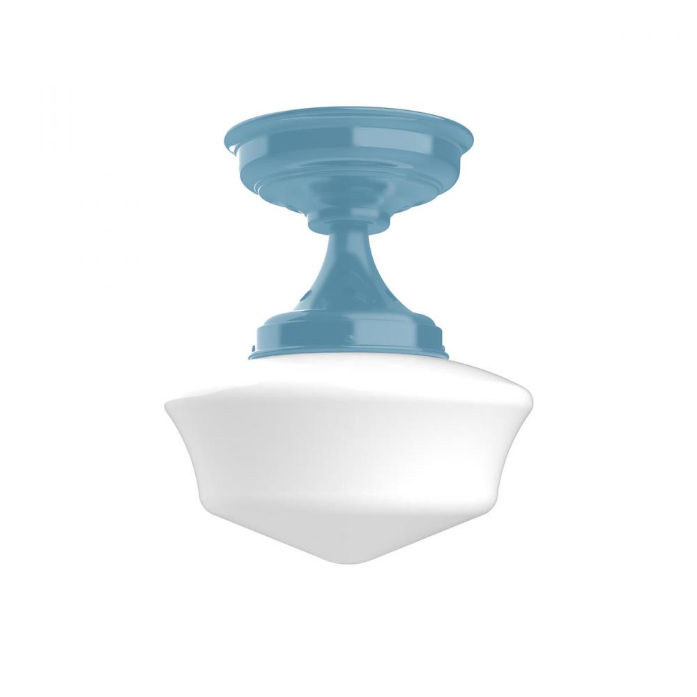 12" Schoolhouse glass, flush mount ceiling light, Light Blue