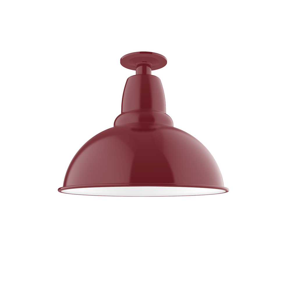14" Cafe Flush Mount Light in Barn Red