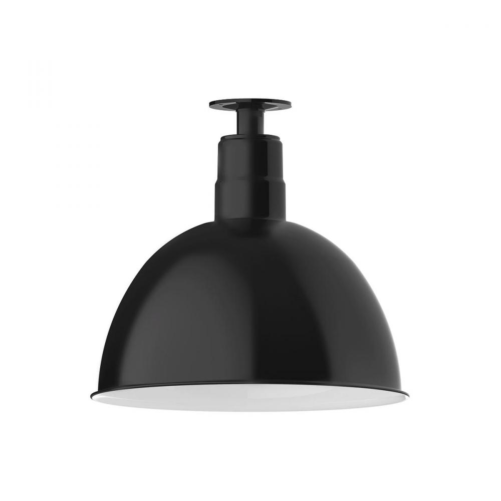 16" Deep Bowl shade, flush mount ceiling light, Black