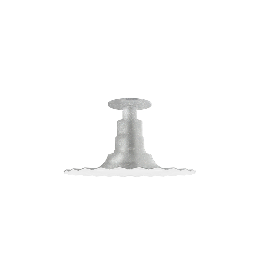 12" Radial shade, Flush Mount Light ceiling light, Painted Galvanized