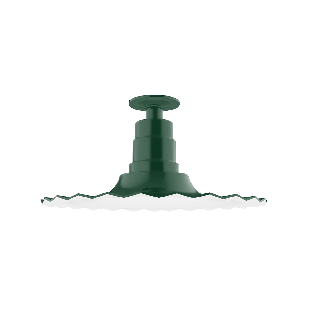 16" Radial shade, Flush Mount Light ceiling light, Forest Green