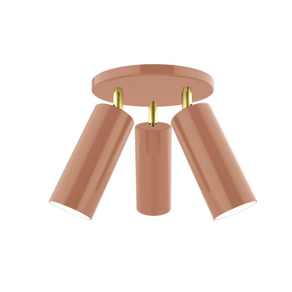 Martin 3-light Flush Mount, Terracotta with Brushed Brass Swivels