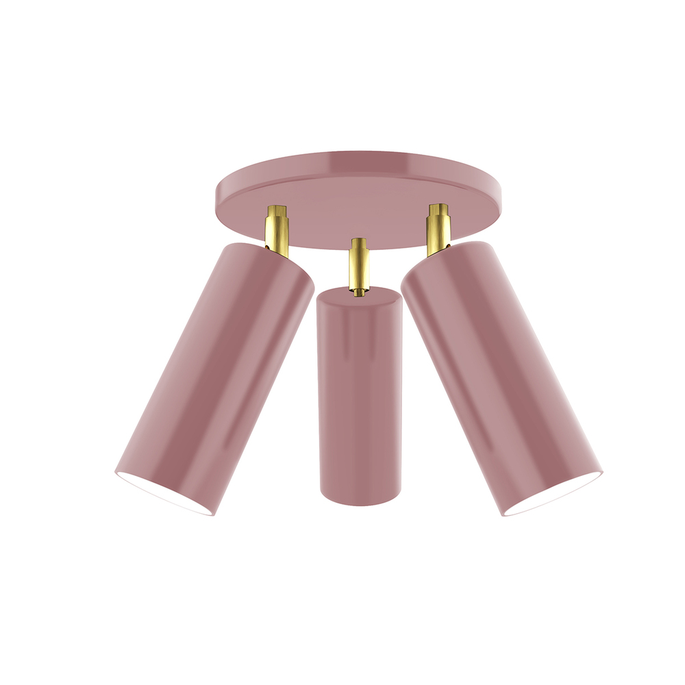 Martin 3-light Flush Mount, Mauve with Brushed Brass Swivels