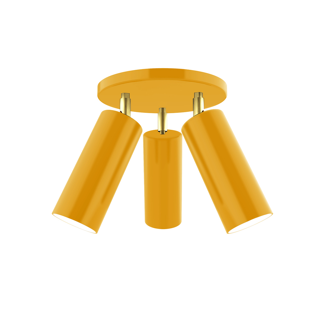Martin 3-light Flush Mount, Bright Yellow with Brushed Brass Swivels