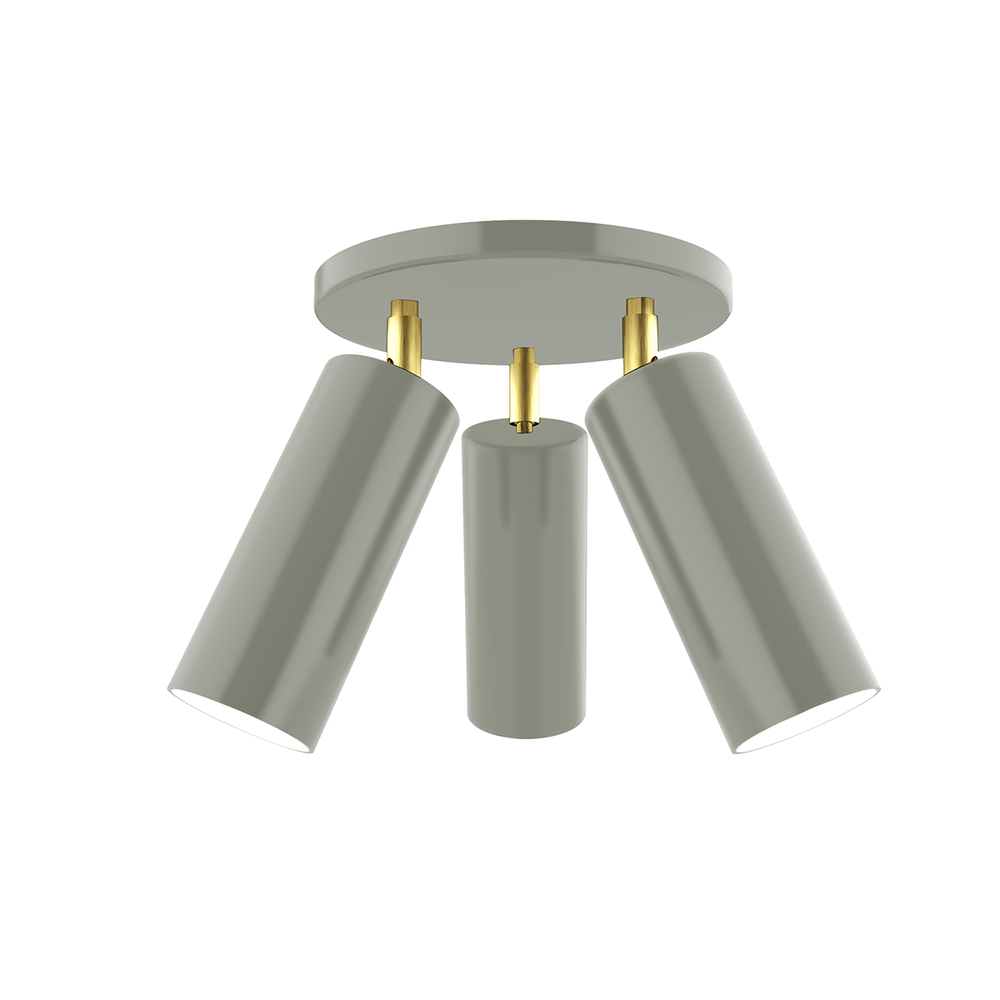 Martin 3-light Flush Mount, Moss Green with Brushed Brass Swivels