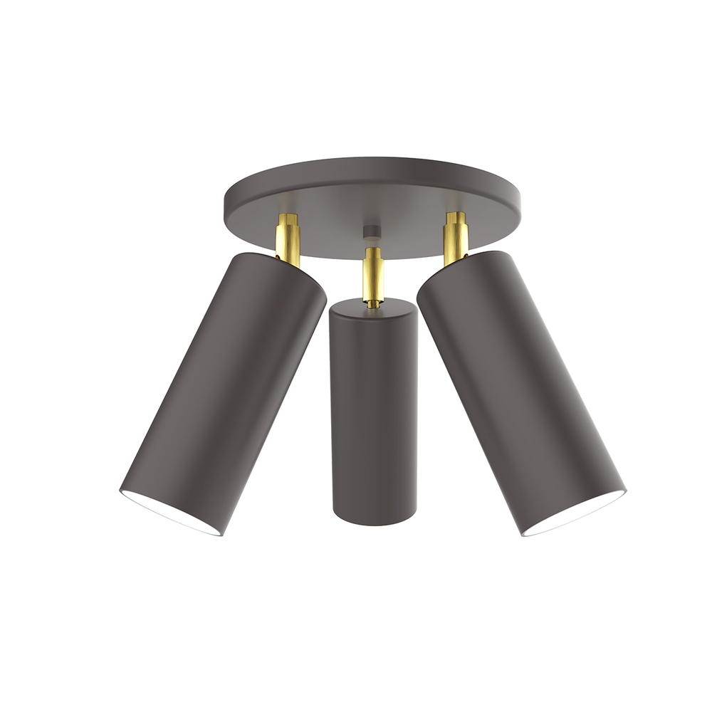 Martin 3-light Flush Mount, Bronze Matte with Brushed Brass Swivels