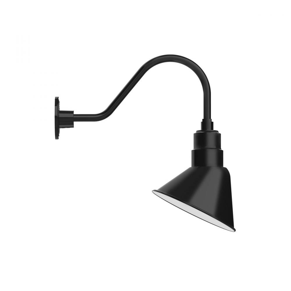 10" Angle shade gooseneck wall mount, Black