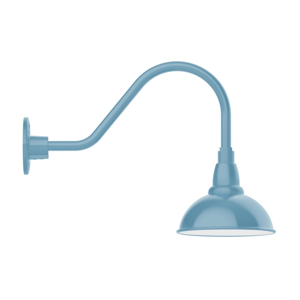 8" Cafe shade, gooseneck wall mount, Light Blue