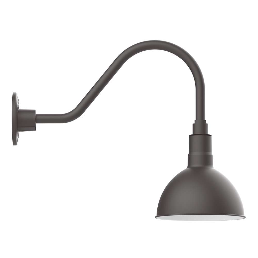 8" Deep Bowl shade, gooseneck wall mount, Bronze Matte