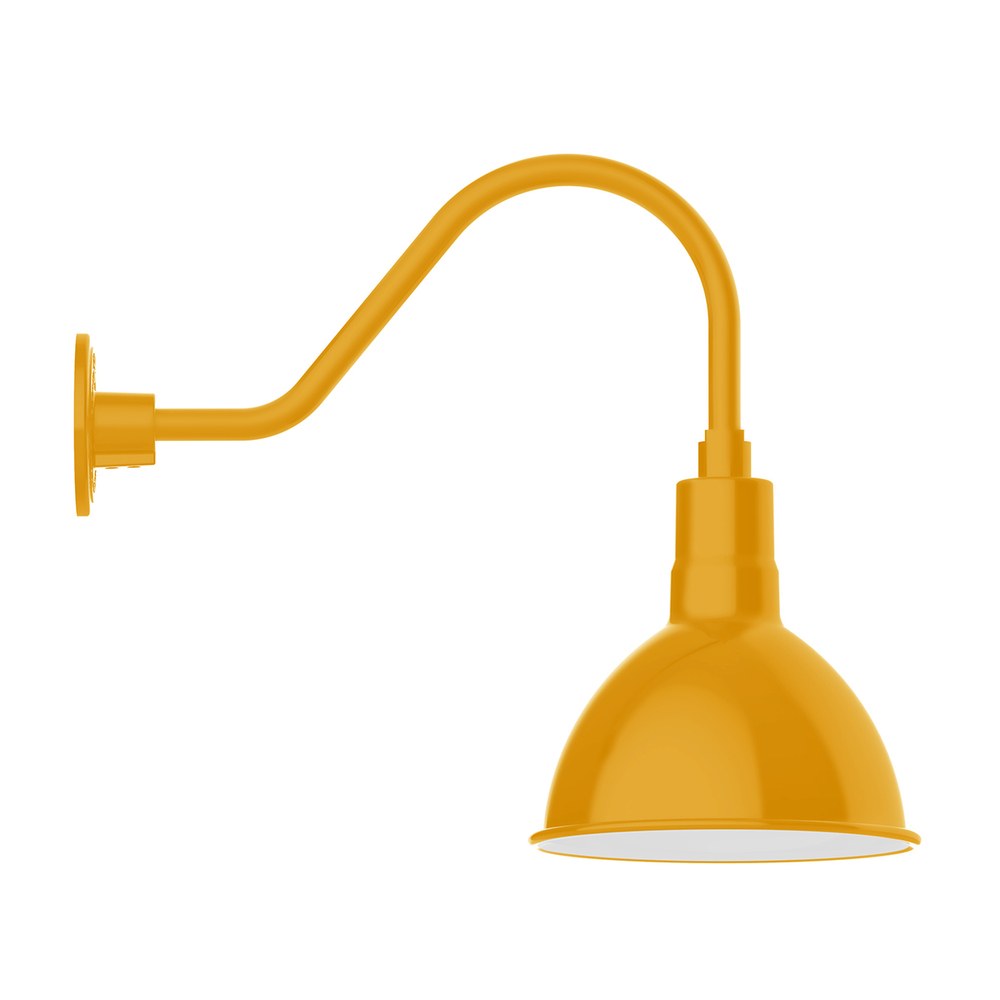 10" Deep Bowl shade, gooseneck wall mount, Bright Yellow