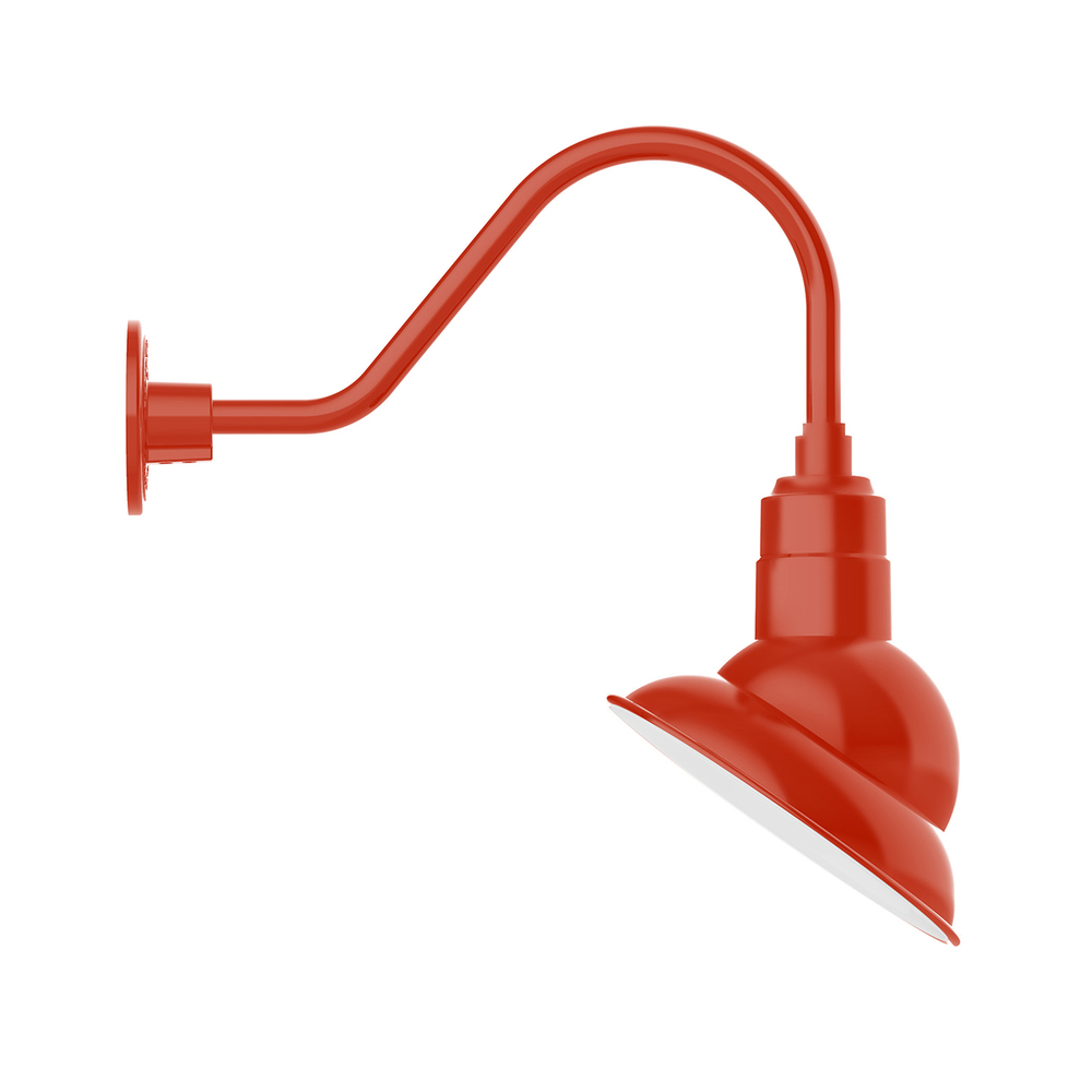 10" Emblem shade gooseneck wall mount, Vermillion