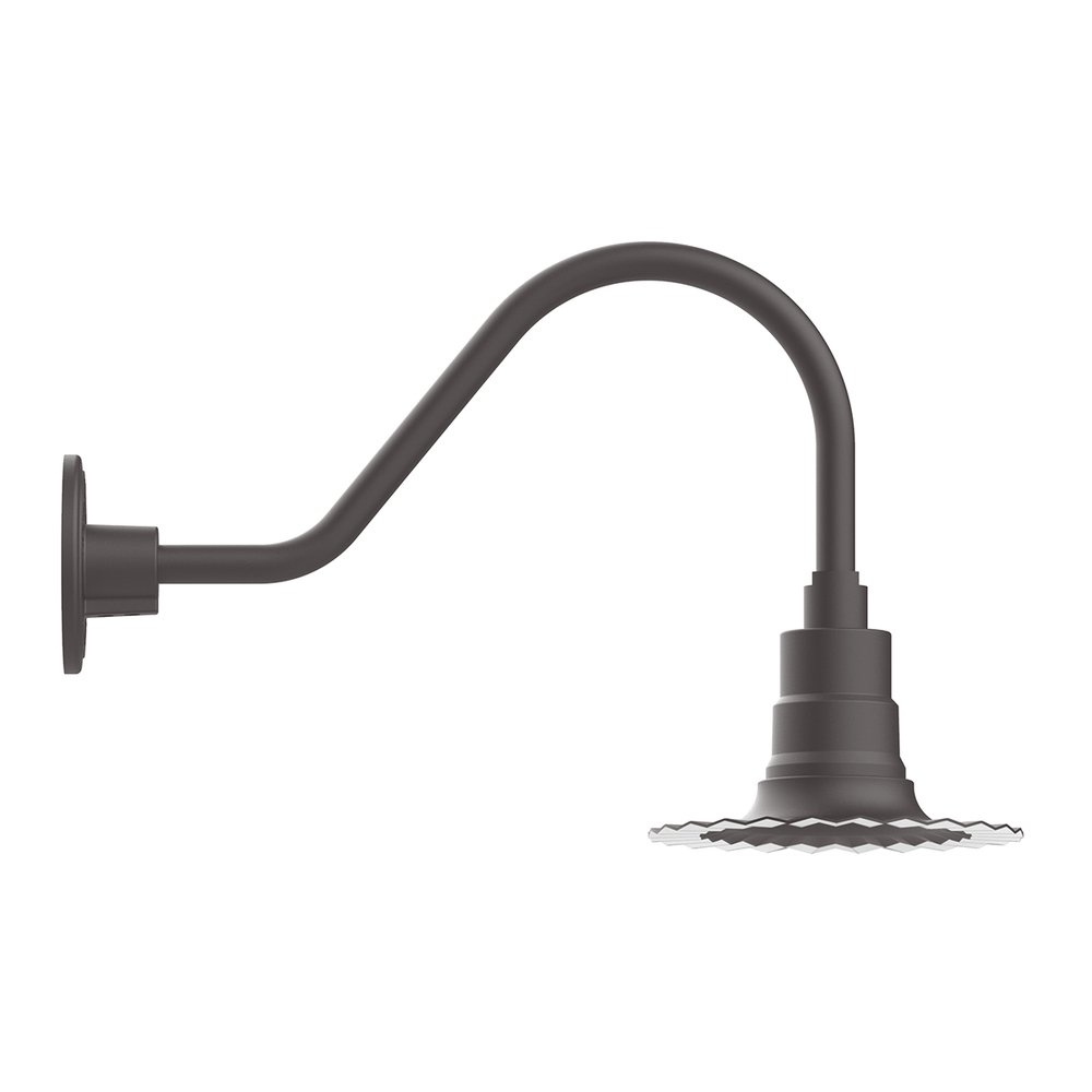 8" Radial shade, gooseneck wall mount, Bronze Matte