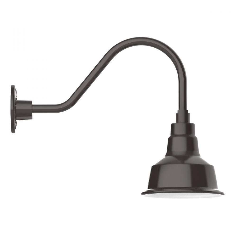 8" Warehouse shade, gooseneck wall mount, Architectural Bronze