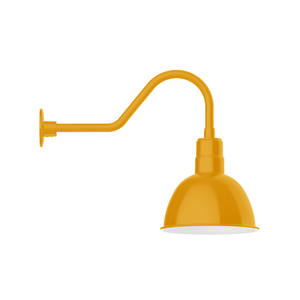 12" Deep Bowl shade, gooseneck wall mount, Bright Yellow