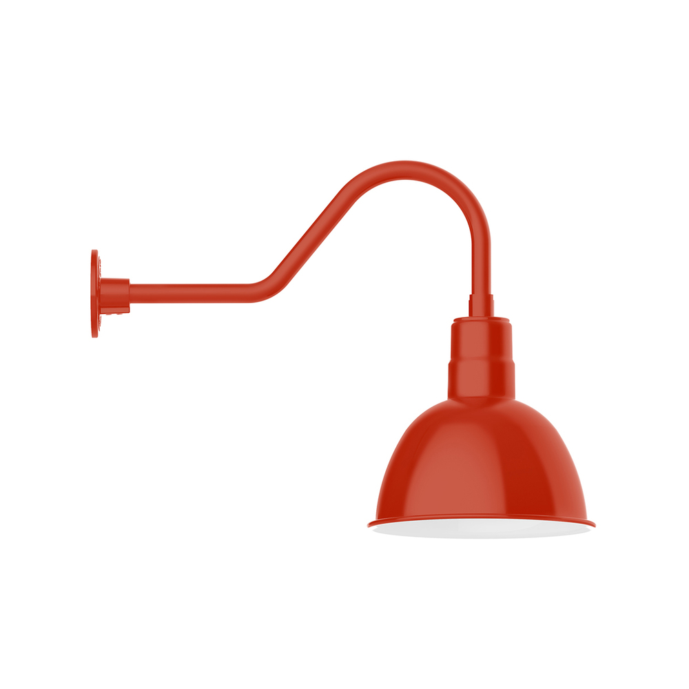 12" Deep Bowl shade, gooseneck wall mount, Vermillion