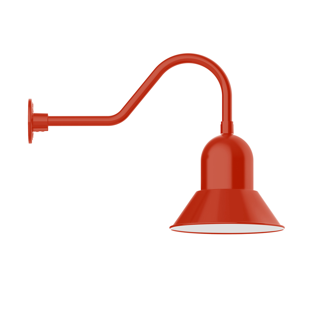 12" Prima shade, gooseneck wall mount, Vermillion