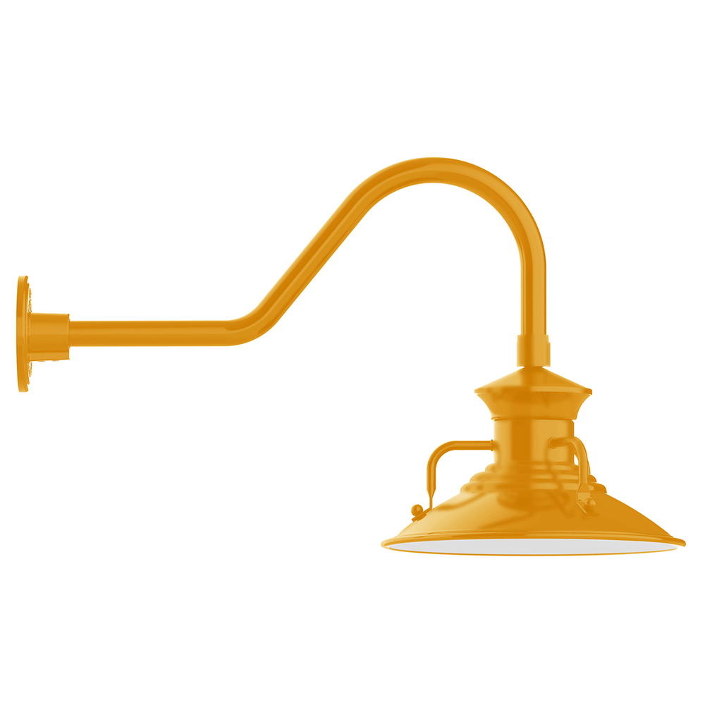 12" Homestead shade, gooseneck wall mount, Bright Yellow