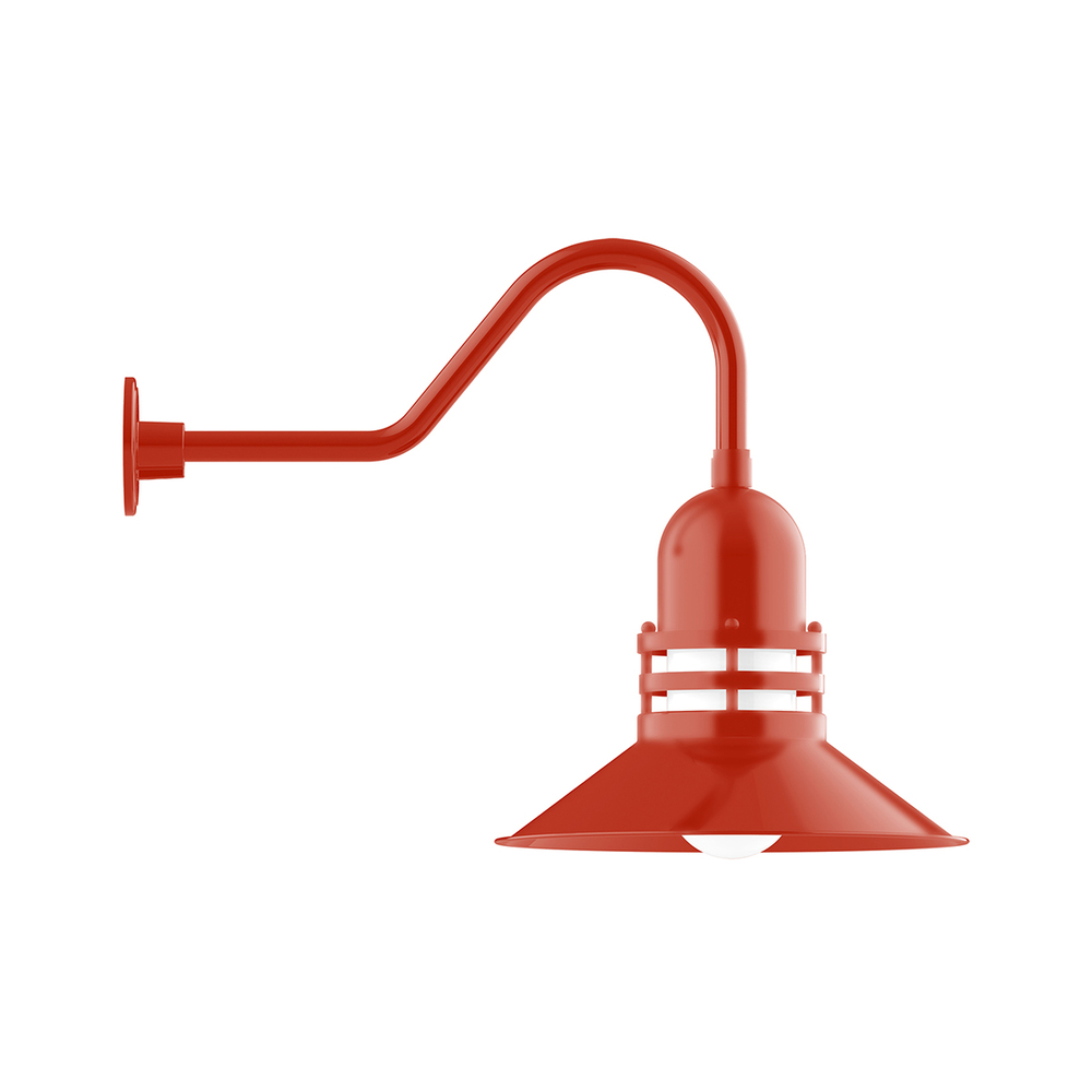 16" Atomic shade, gooseneck wall mount, Vermillion