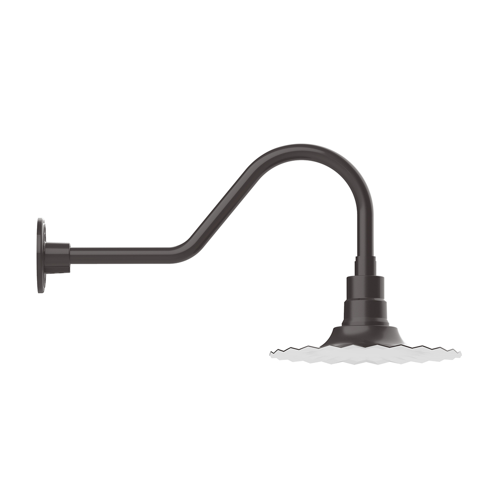 12" Radial shade, gooseneck wall mount, Bronze Matte