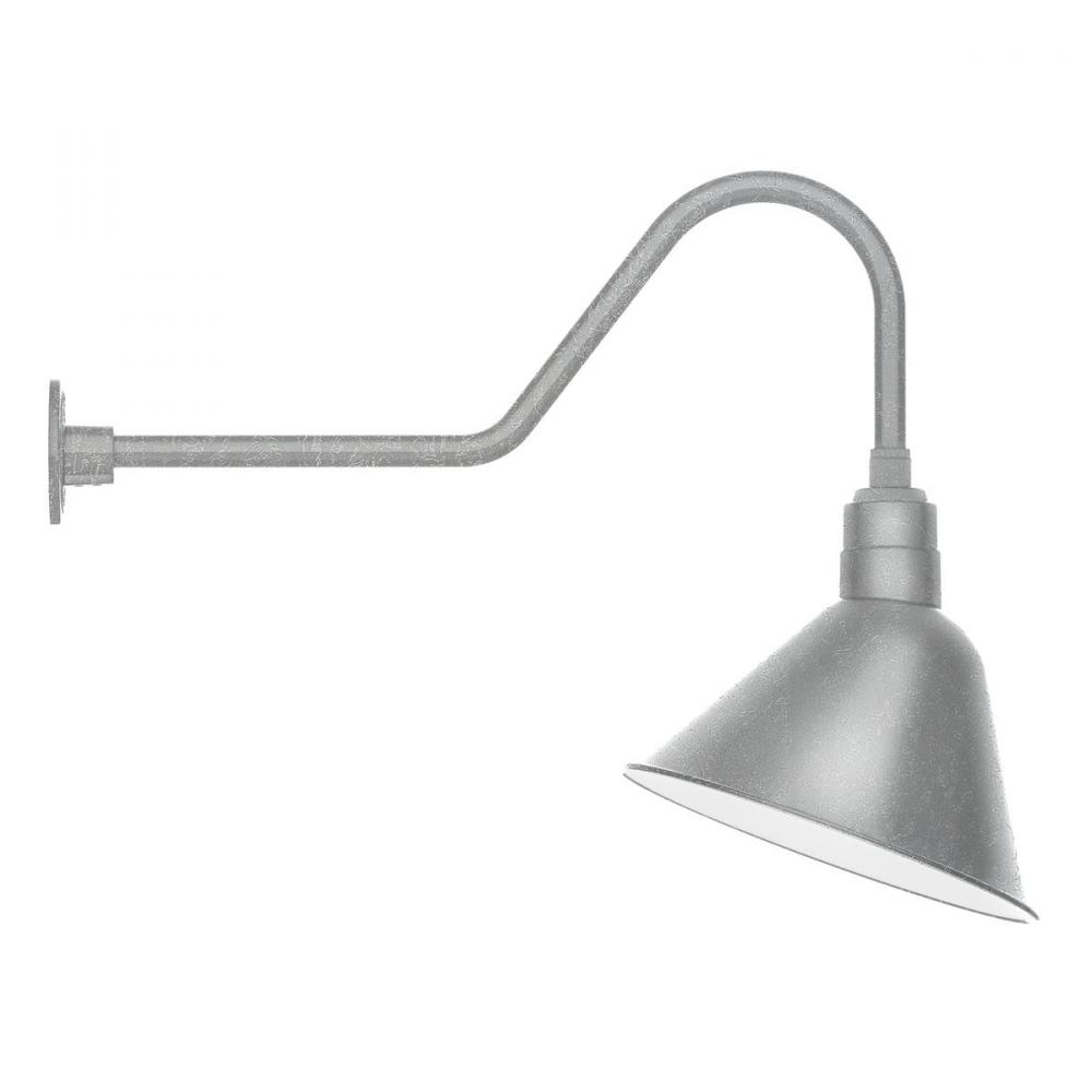14" Angle shade gooseneck wall mount, Painted Galvanized