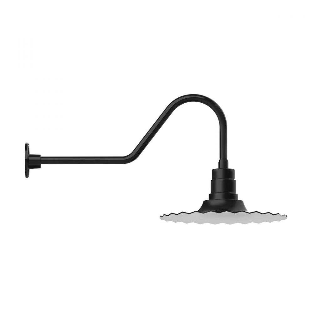 16" Radial shade, gooseneck wall mount, decorative canopy cover & Frosted Glass & cast guard, Bl