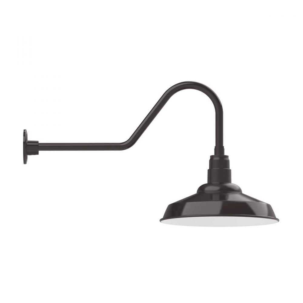 16" Warehouse shade, gooseneck wall mount, Architectural Bronze