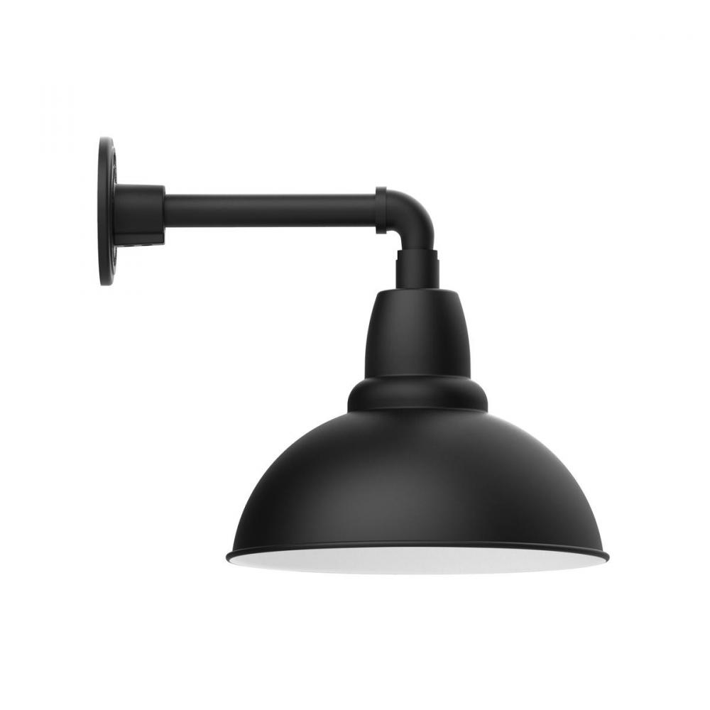 12" Cafe shade, straight arm wall mount, Black