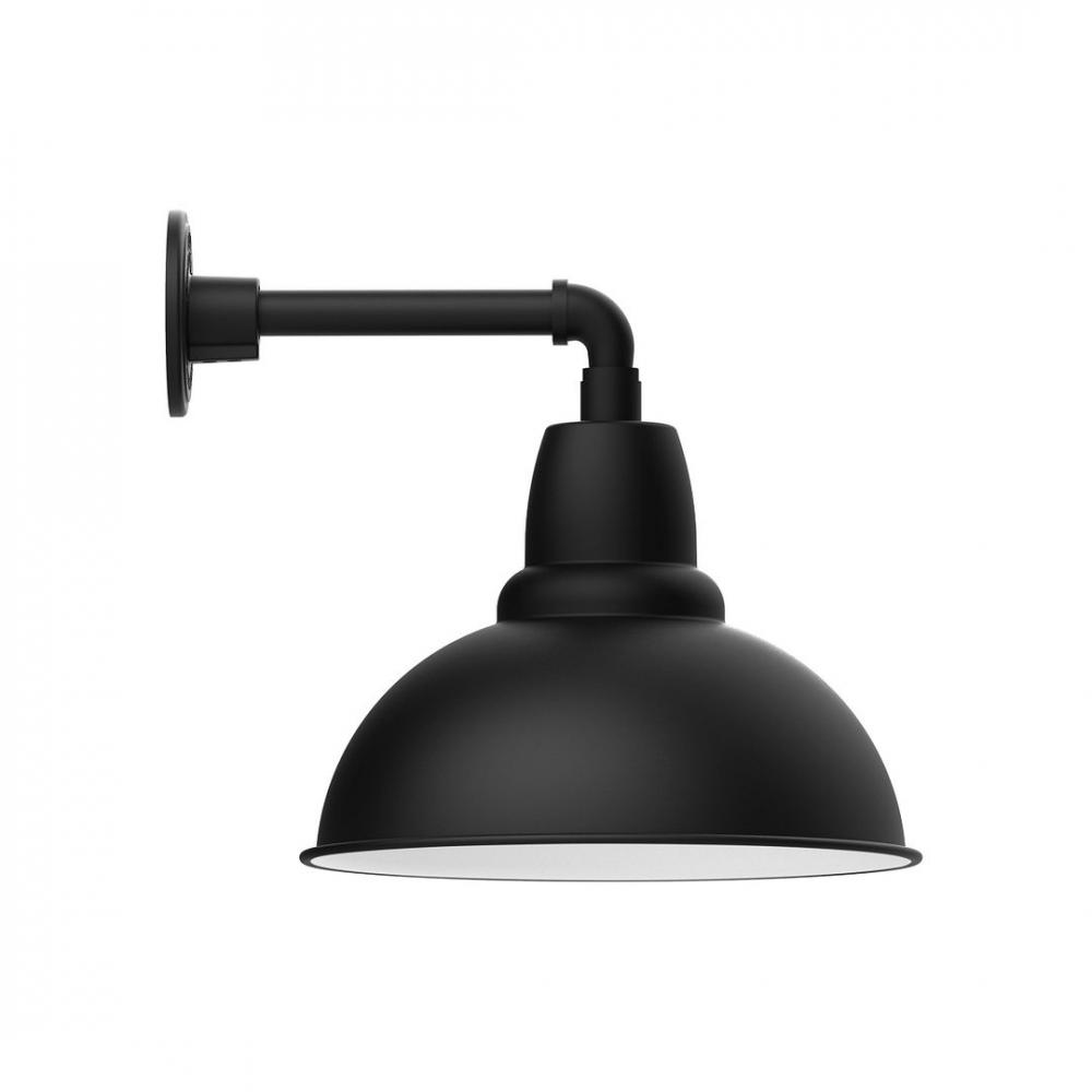 14" Cafe shade, LED Straight Arm Wall mount with wire grill, Black