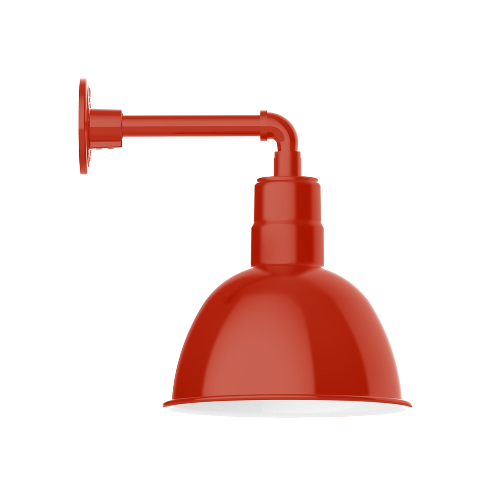 12" Deep Bowl shade, Straight Arm wall mount, Vermillion