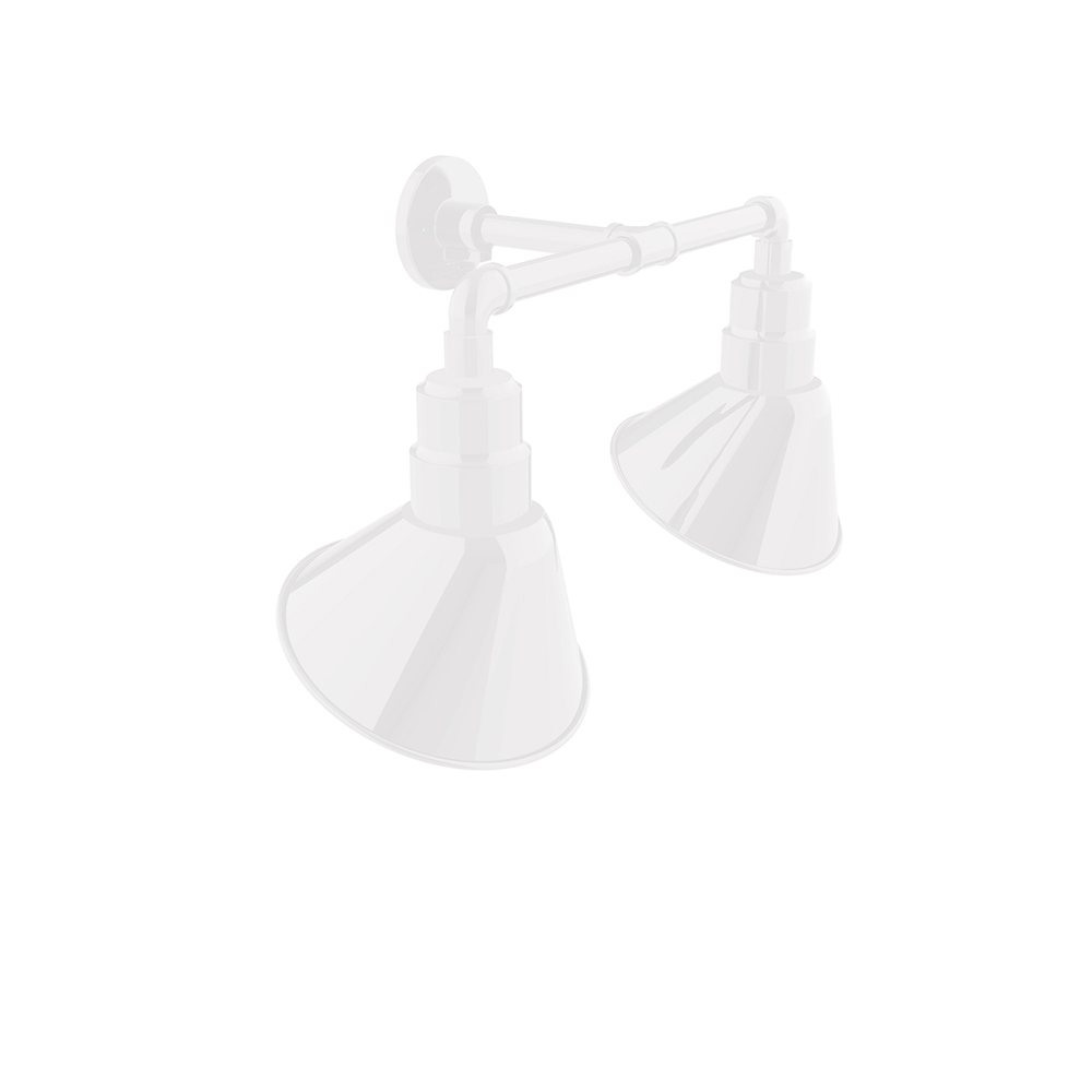 Angle 10" 2-Light Straight Arm Wall Light in White
