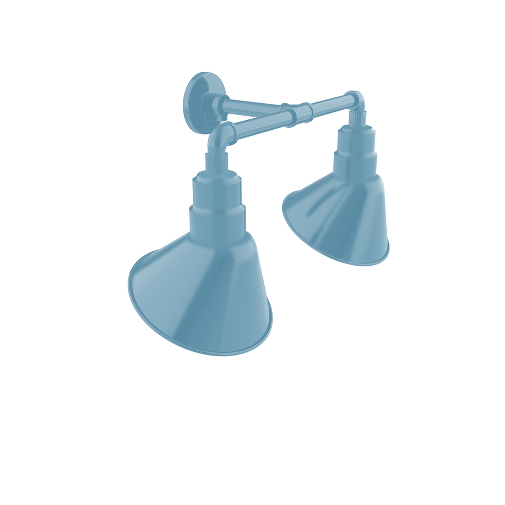 Angle 10" 2-Light Straight Arm Wall Light in Light Blue